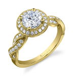 Emilie - Spiral Engagement Ring with Halo Two Tone