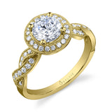 Emilie - Spiral Engagement Ring with Halo Two Tone