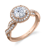 Emilie - Spiral Engagement Ring with Halo Two Tone