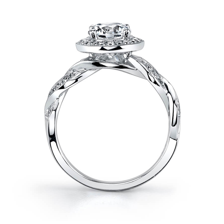 Emilie - Spiral Engagement Ring with Halo Two Tone
