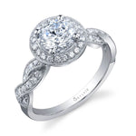 Emilie - Spiral Engagement Ring with Halo