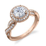 Emilie - Spiral Engagement Ring with Halo