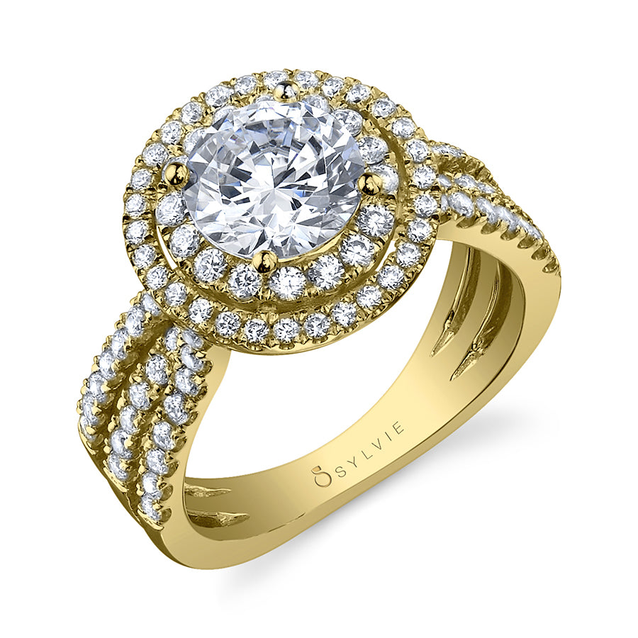 Double Halo Engagement Ring - Pera
