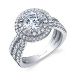 Double Halo Engagement Ring - Pera