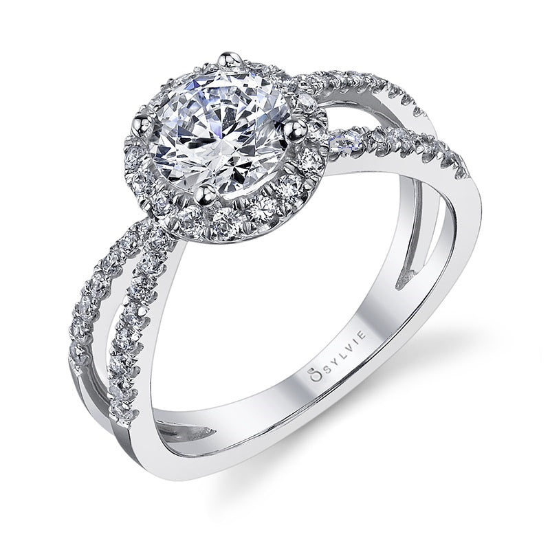 Francine - Split Shank Engagement Ring with Halo