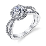 Francine - Split Shank Engagement Ring with Halo