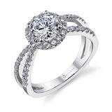Francine - Split Shank Engagement Ring with Halo