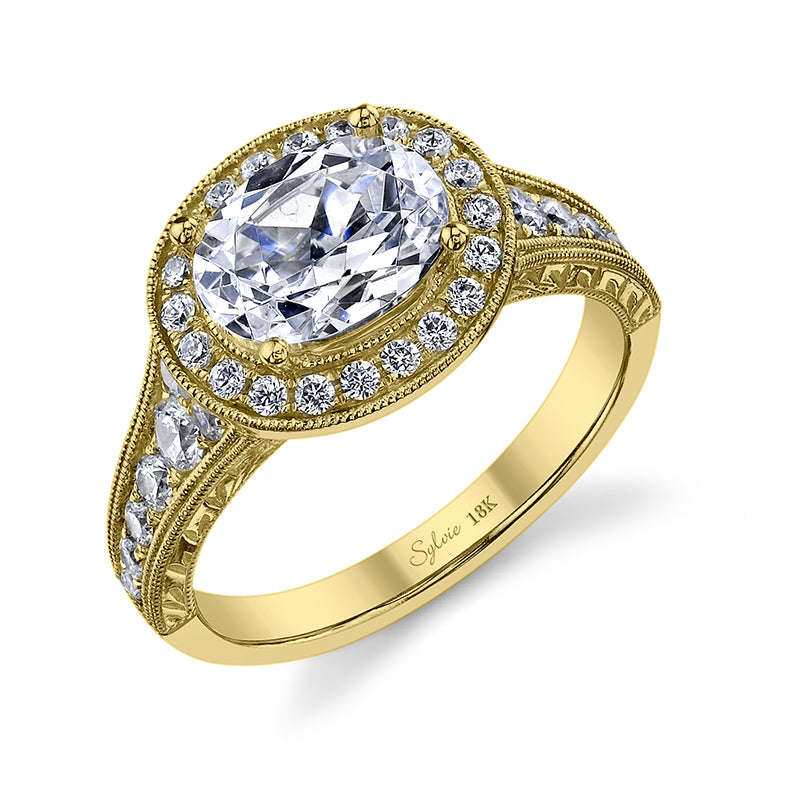 Vivienne - Oval Shaped East to West Halo Engagement Ring
