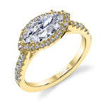Anabella - Marquise Shaped East to West Engagement Ring with Halo