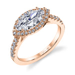Anabella - Marquise Shaped East to West Engagement Ring with Halo