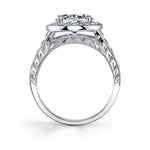 Anabella - Marquise Shaped East to West Engagement Ring with Halo