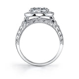 Anabella - Marquise Shaped East to West Engagement Ring with Halo