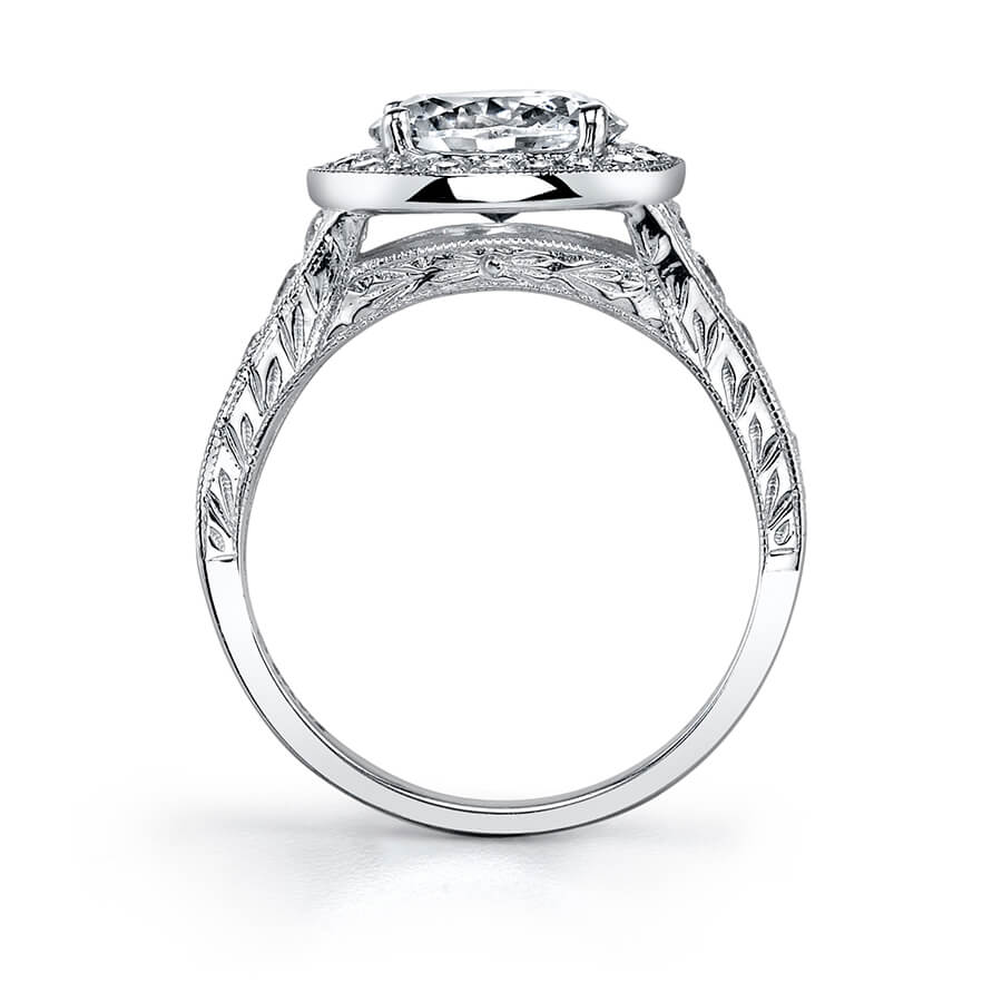 Anabella - Marquise Shaped East to West Engagement Ring with Halo