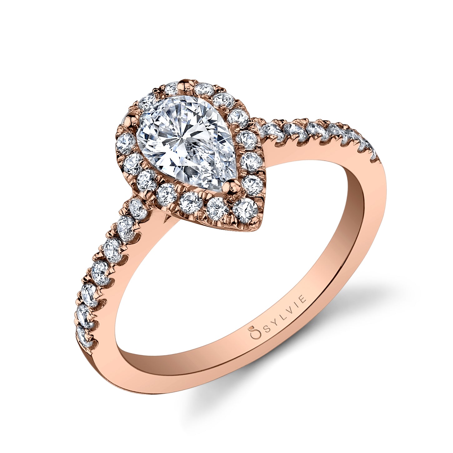 Pear Shaped Classic Halo Engagement Ring - Chantelle