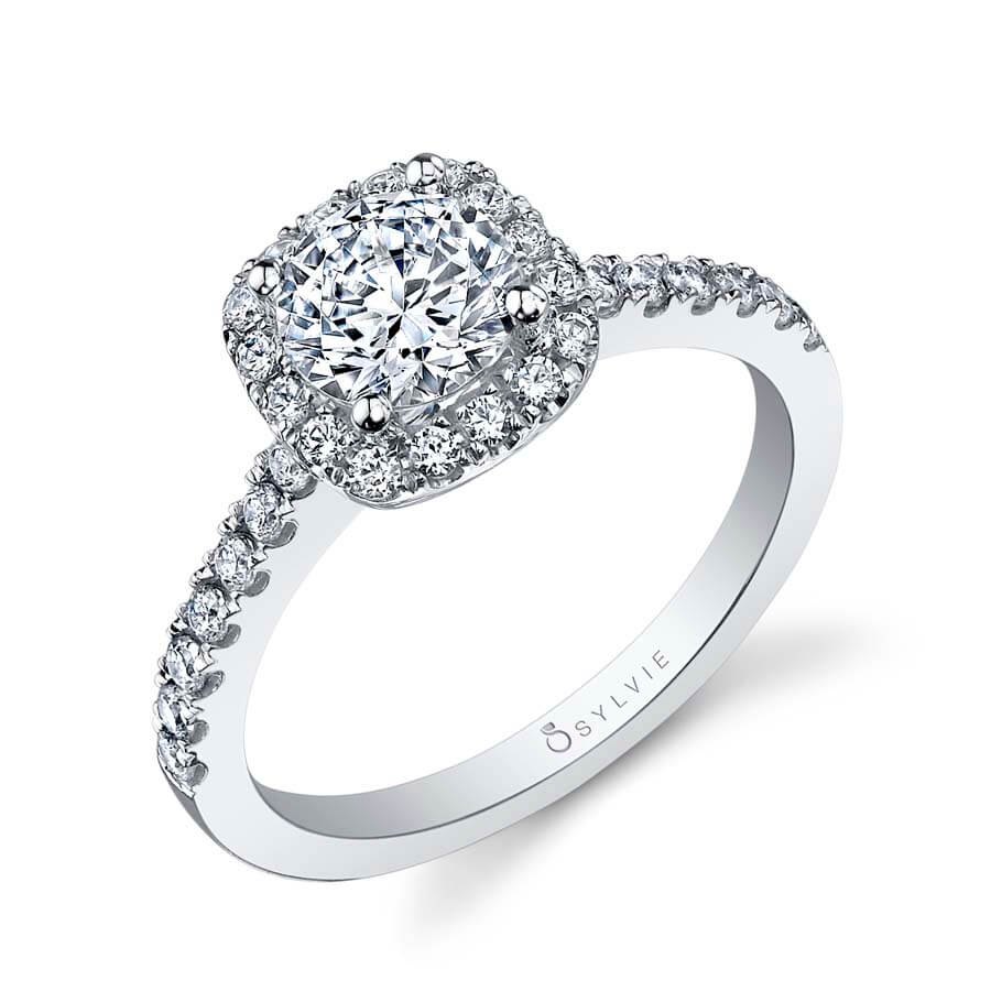 Round Cushion Cut Classic Halo Engagement Ring - Chantelle