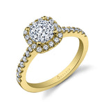Round Cushion Cut Classic Halo Engagement Ring - Chantelle
