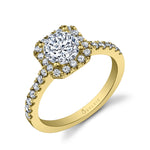Round Cut Rounded Corner Classic Halo Engagement Ring - Chantelle