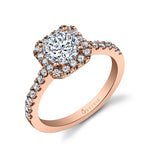 Round Cut Rounded Corner Classic Halo Engagement Ring - Chantelle