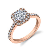 Round Cut Rounded Corner Classic Halo Engagement Ring - Chantelle