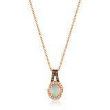 14K STRAWBERRY GOLD DIAMOND OPAL PENDANT