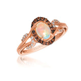 14K STRAWBERRY GOLD DIAMOND OPAL RING