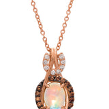14K STRAWBERRY GOLD DIAMOND OPAL PENDANT