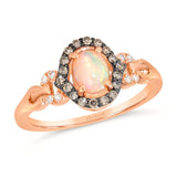 14K STRAWBERRY GOLD DIAMOND OPAL RING