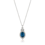 14K WHITE GOLD DIAMOND SAPPHIRE PENDANT