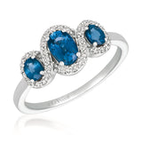 14K WHITE GOLD DIAMOND SAPPHIRE RING