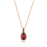 14K STRAWBERRY GOLD DIAMOND RHODOLITE PENDANT