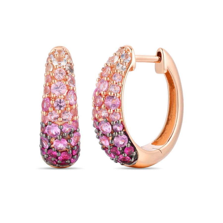 14K STRAWBERRY GOLD PINK SAPPHIRE OMBRE, WHITE SAP