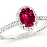 14K WHITE GOLD DIAMOND RUBY RING