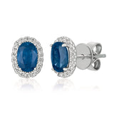 14K WHITE GOLD DIAMOND SAPPHIRE EARRINGS