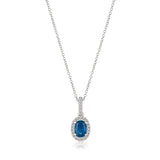 14K WHITE GOLD DIAMOND SAPPHIRE PENDANT