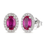 14K WHITE GOLD DIAMOND RUBY EARRINGS