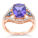 14K STRAWBERRY GOLD DIAMOND AMETHYST RING