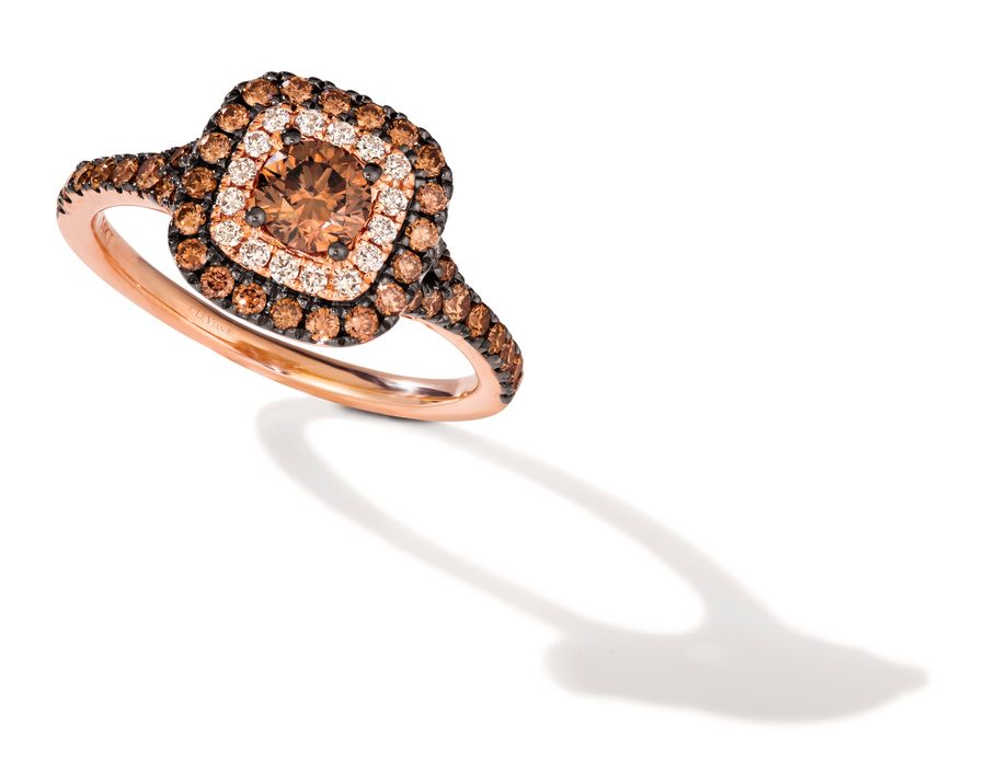 14K STRAWBERRY GOLD DIAMOND  RING