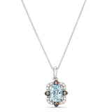 14K WHITE GOLD DIAMOND AQUAMARINE PENDANT