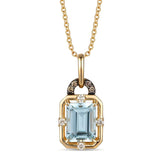 14K YELLOW GOLD DIAMOND AQUAMARINE PENDANT