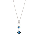 14K WHITE GOLD WHITE SAPPHIRE, SAPPHIRE OMBRE PEND