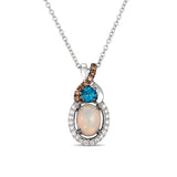 14K WHITE GOLD DIAMOND OPAL, LONDON BLUE TOPAZ PEN