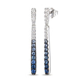 14K WHITE GOLD SAPPHIRE OMBRE, WHITE SAPPHIRE EARR