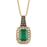 14K YELLOW GOLD DIAMOND NEW EMERALD PENDANT