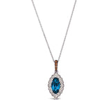 14K WHITE GOLD DIAMOND LONDON BLUE TOPAZ PENDANT