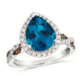 14K WHITE GOLD DIAMOND LONDON BLUE TOPAZ RING