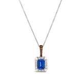 14K WHITE GOLD DIAMOND TANZANITE PENDANT