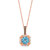 14K STRAWBERRY GOLD DIAMOND BLUE TOPAZ PENDANT