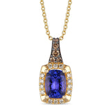 14K YELLOW GOLD DIAMOND TANZANITE PENDANT