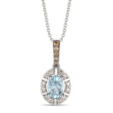 14K WHITE GOLD DIAMOND AQUAMARINE PENDANT