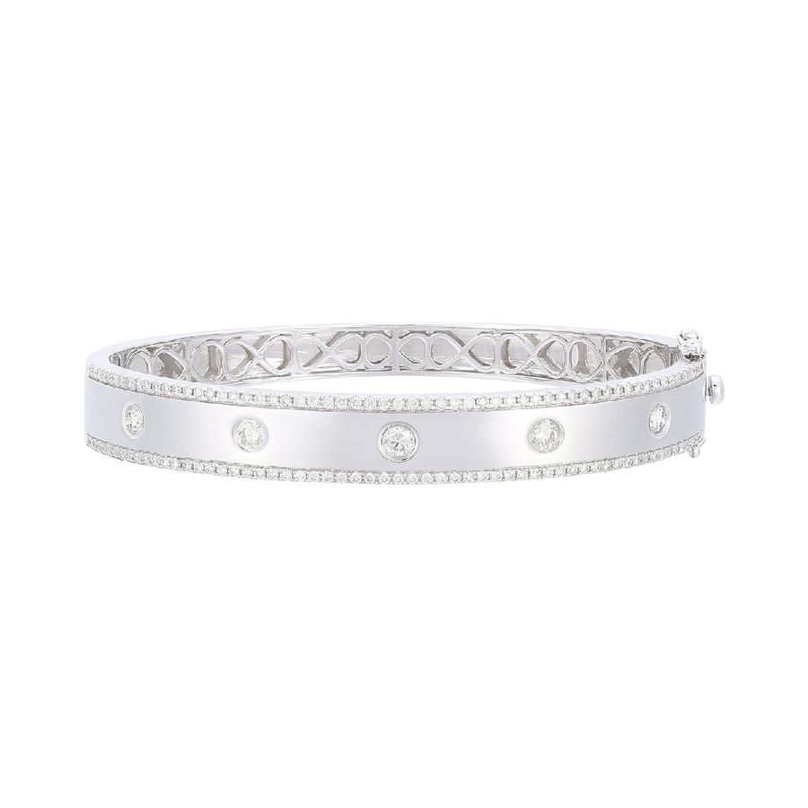 14K WHITE GOLD DIAMOND  BANGLE